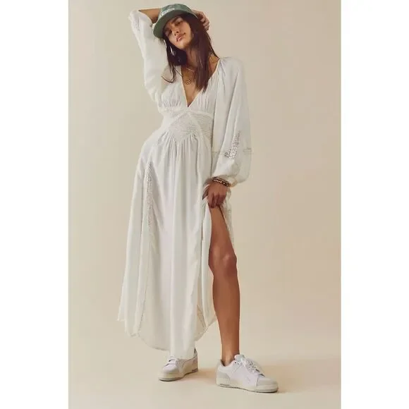 Robe Chemisier Blanche Free People - Taille XS En Viscose - Neuf Sans étiquettes